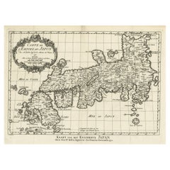 Mappa antica originale dell'Impero del Giappone, centrata sulla baia di Osaka, c1752