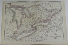 Original Antique Map of the Great Lakes, Canada by T. Ettling, 1861