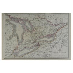 Original Antique Map of the Great Lakes, Canada by T. Ettling, 1861