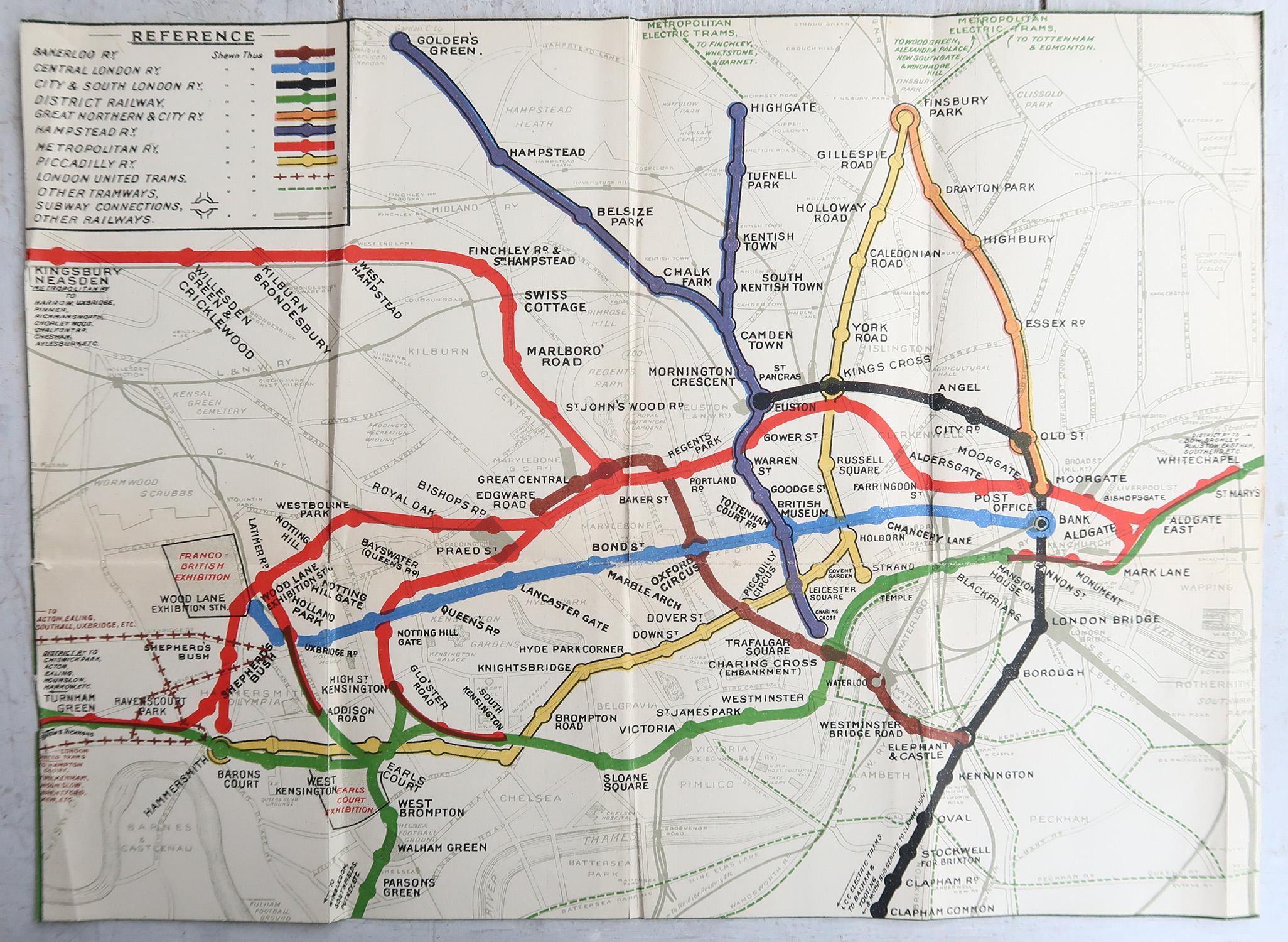 Superb map of The London Underground 

Published by Ward Lock, 1911

Folding map. Printed on paper 

Unframed.

Good condition/ Minor repair to an edge tear on right edge ( shown in images )

Free shipping




 
