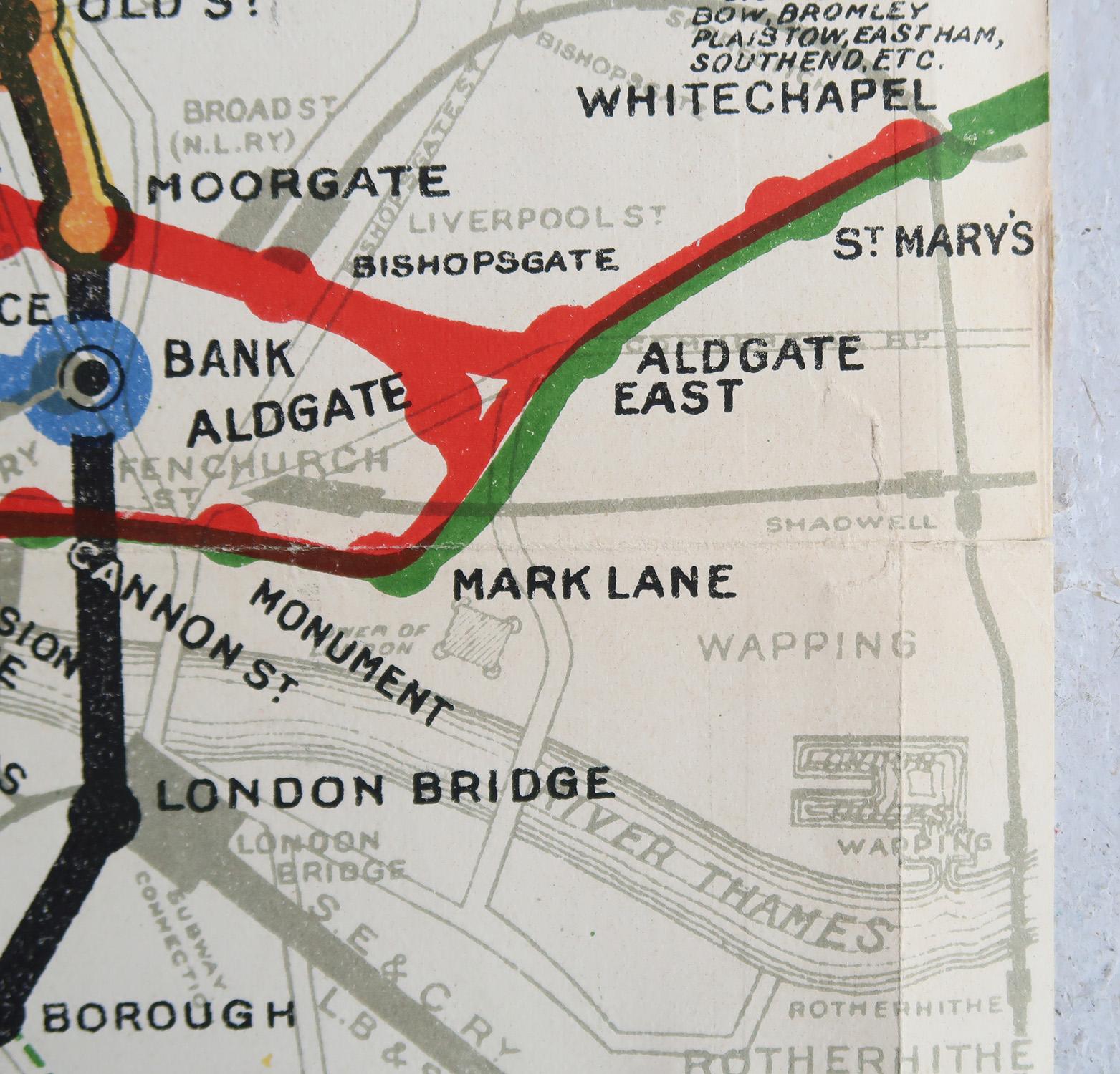 Other Original Antique Map of The London Underground. 1911 For Sale