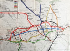 Original Antique Map of The London Underground. 1911