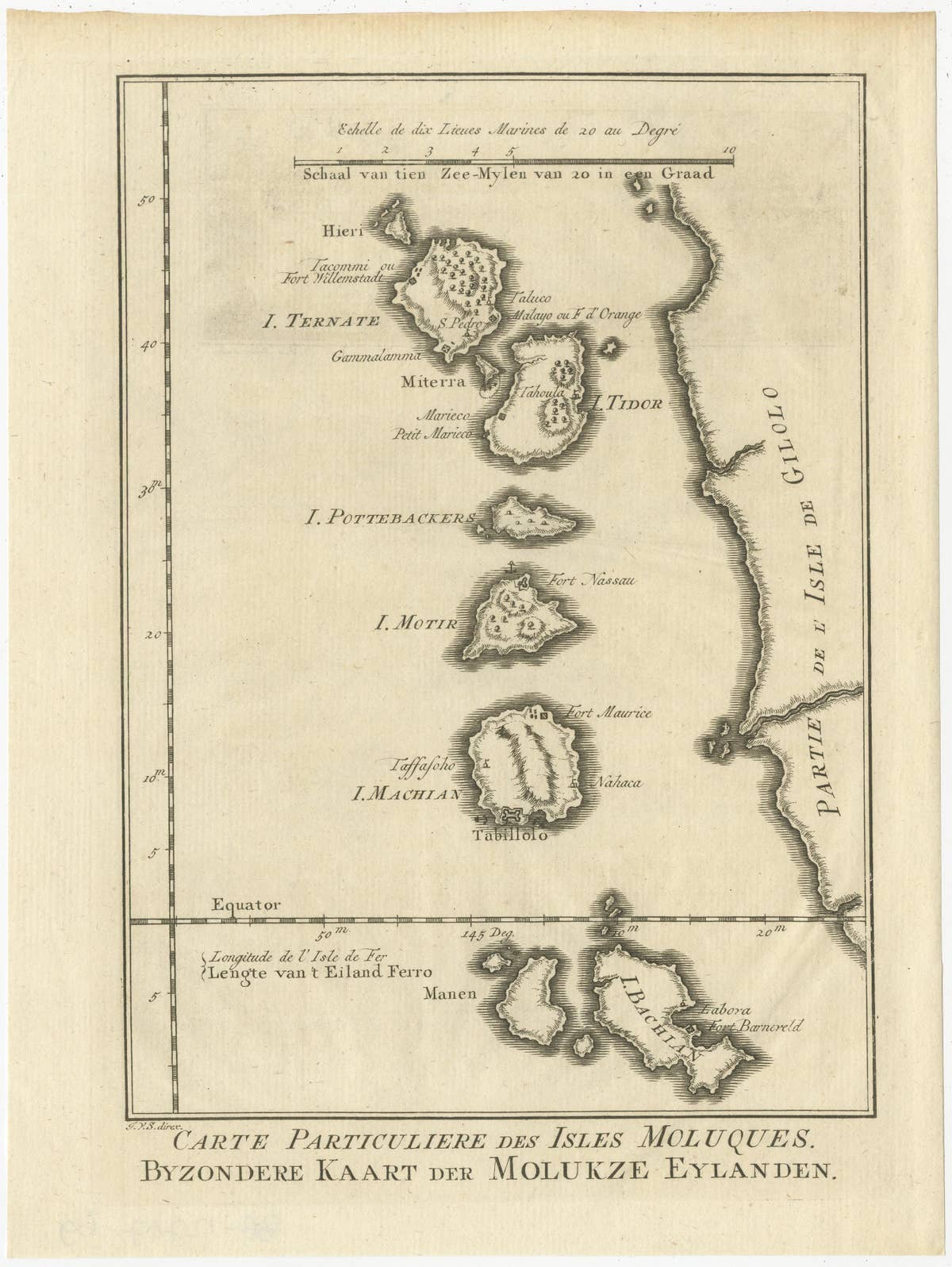 Original Antique Map of the Maluku Islands or Moluccas