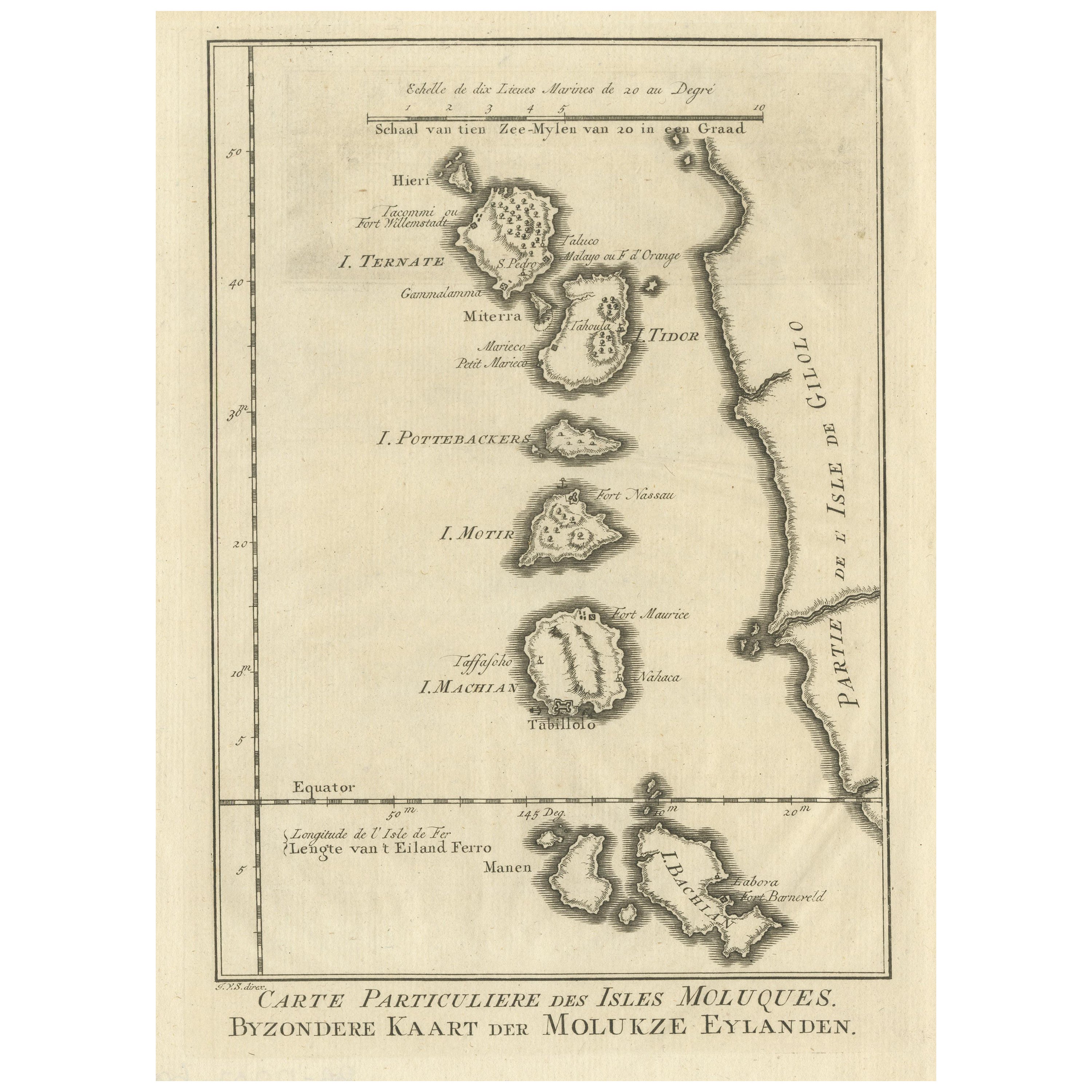 Original Antique Map of the Maluku Islands or Moluccas