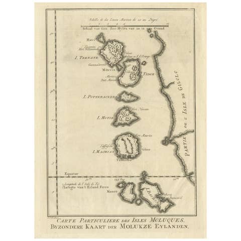 Original Antique Map of the Maluku Islands or Moluccas