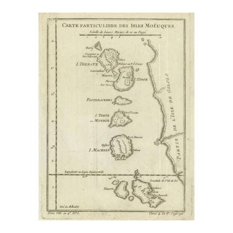 Antique Map of the Moluccas (Maluku Islands), Indonesia – Bellin, 18th Century