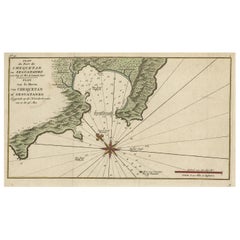 Original Antique Map of the Mexican Port of Zihuatanejo, Mexico, 1749