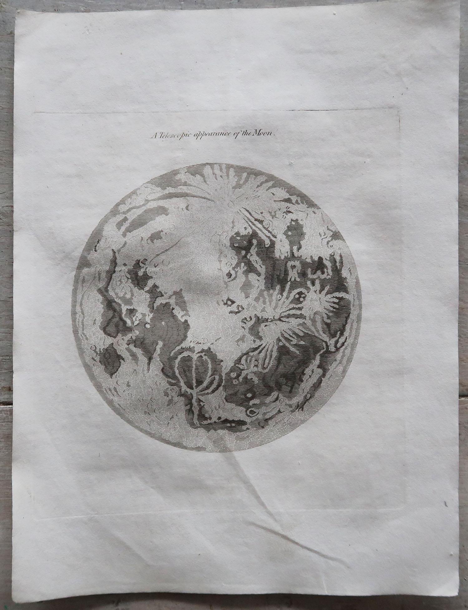 English Original Antique Map of the Moon, Dated 1812