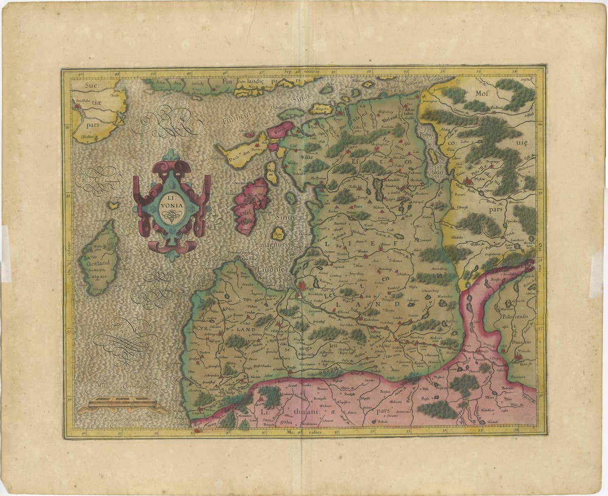 Original Antique Map of the Northern Baltic Region