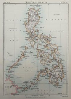 Original Antique Map of the Philippines, 1889