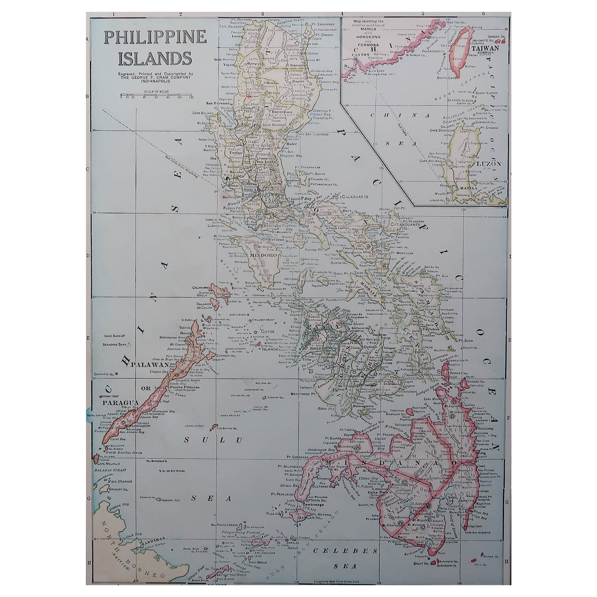 Carte ancienne des Philippines C.1900