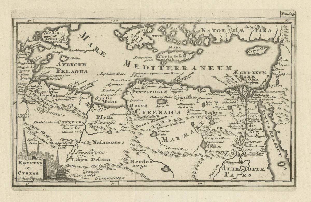 Original Antique Map of the Region Between the Gulf of Lybia and the Red Sea