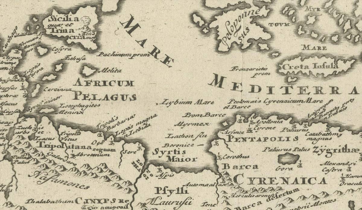 Original Antique Map of the Region Between the Gulf of Lybia and the Red Sea