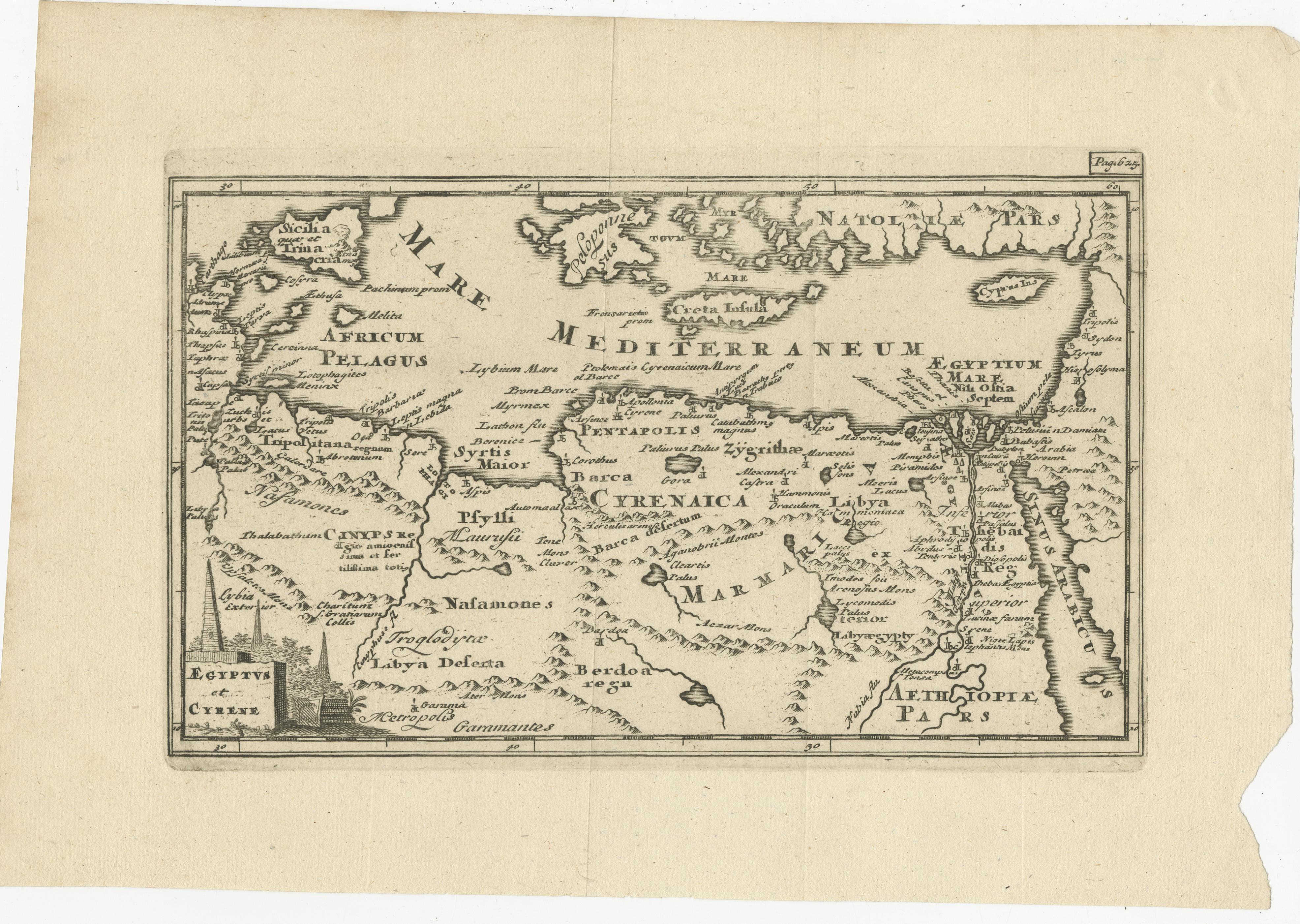 Original Antique Map of the Region Between the Gulf of Lybia and the Red Sea In Good Condition For Sale In Langweer, NL