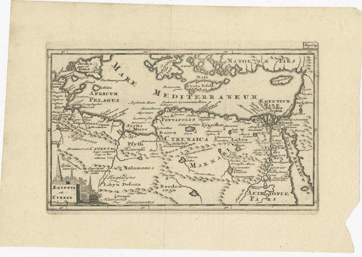 Original Antique Map of the Region Between the Gulf of Lybia and the Red Sea
