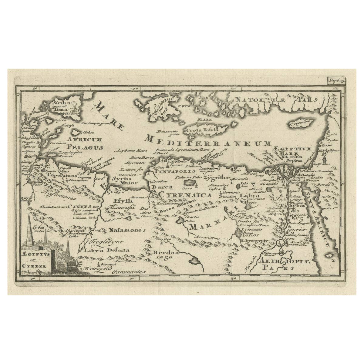 Original Antique Map of the Region Between the Gulf of Lybia and the Red Sea