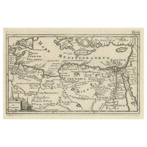 Original Antique Map of the Region Between the Gulf of Lybia and the Red Sea
