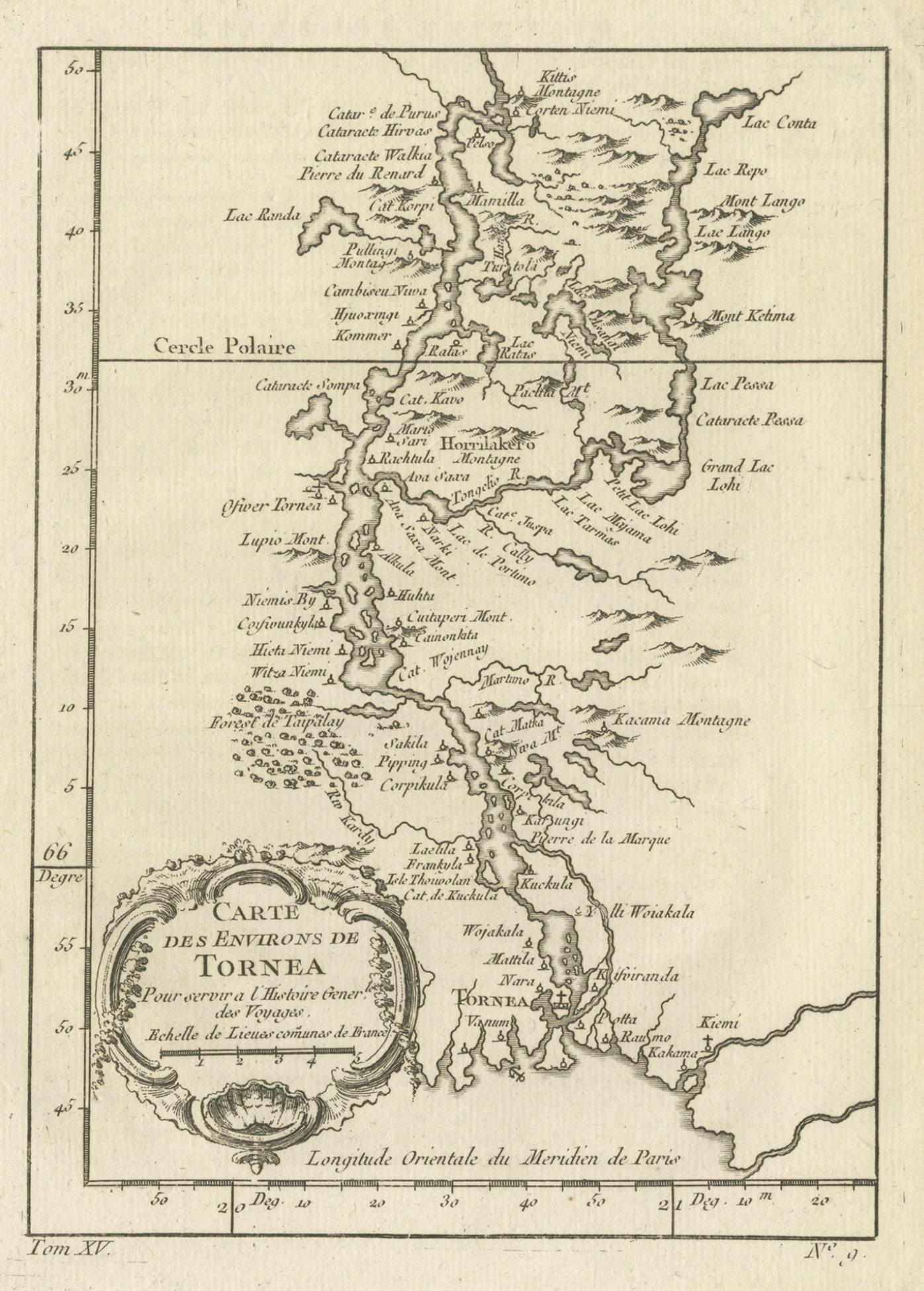 Carte ancienne originale de la région de Torne « Tornio » dans le nord de la Finlande, 1759 Bon état - En vente à Langweer, NL