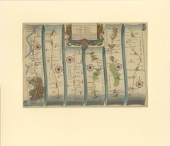 Original Antique Map of the Road from London to Bensington