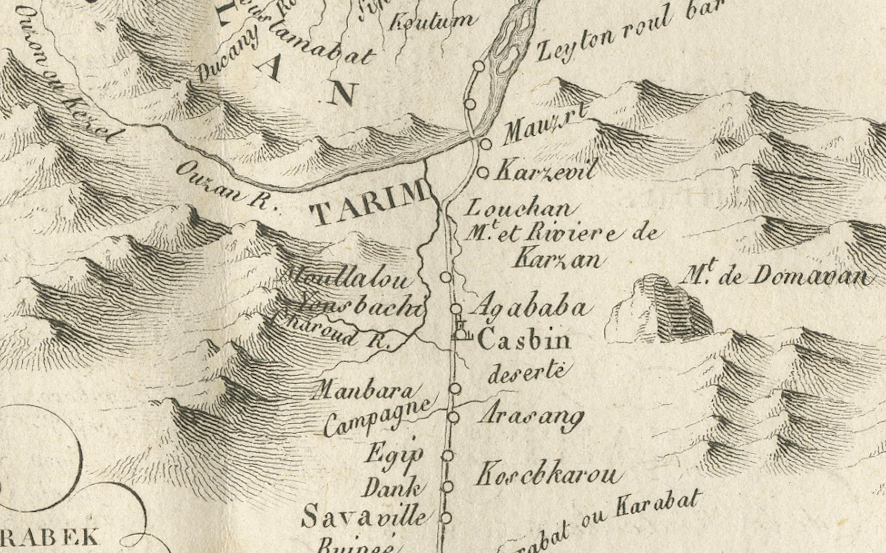 Original Antike Karte der Route von M. Zurabek - Kaspisches Meer nach Isfahan, 1722 (Papier) im Angebot
