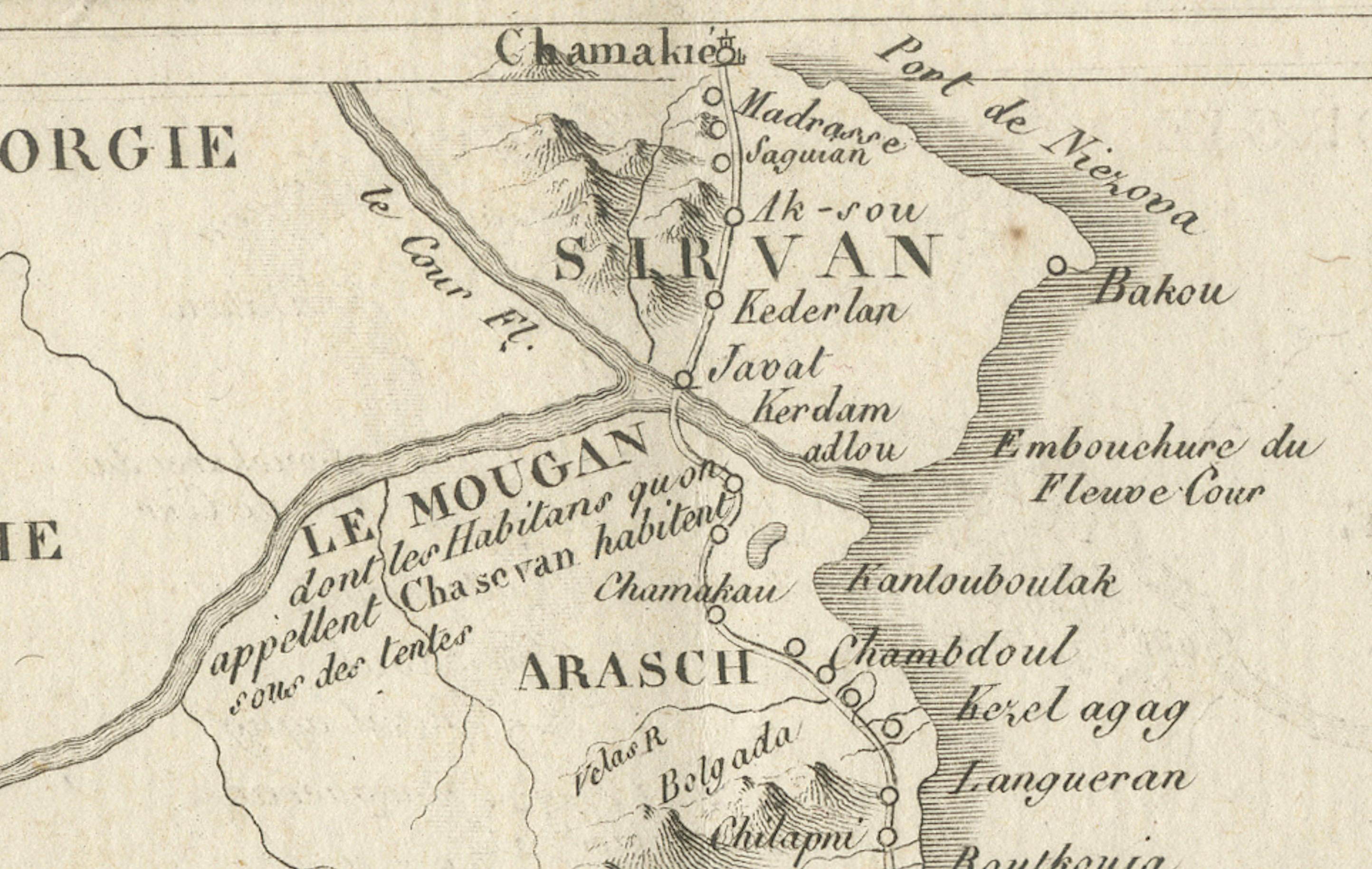Original Antike Karte der Route von M. Zurabek - Kaspisches Meer nach Isfahan, 1722 im Angebot 2