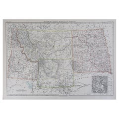 Originale antike Karte der Staaten Wyoming:: Idaho:: Montana & Dakota