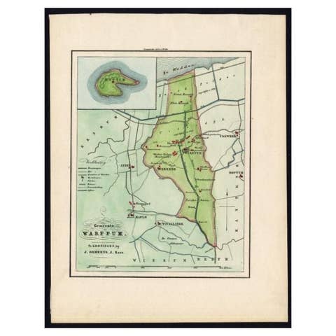 Original Antique Map of the township of Warffum in The Netherlands, 1862