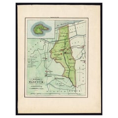 Original antike Karte der Gemeinde Warffum in den Niederlanden, 1862