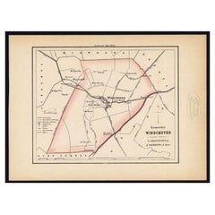 Carte ancienne de la ville de Winschoten aux Pays-Bas, 1862