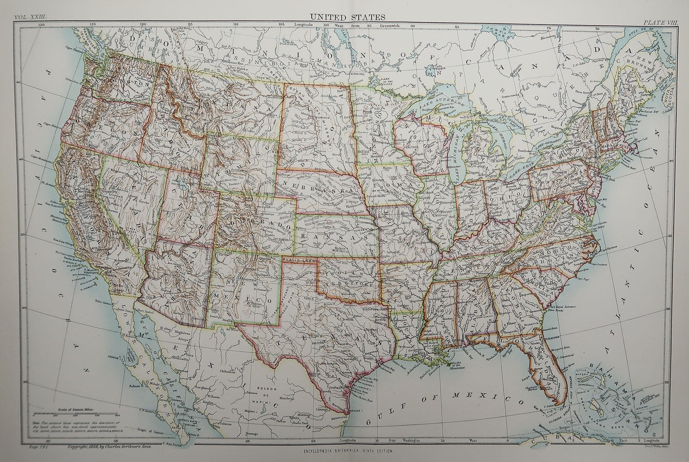 Great map of the USA

Drawn and Engraved by W. & A.K. Johnston

Published By A & C Black, Edinburgh.

Original colour

Unframed.








 