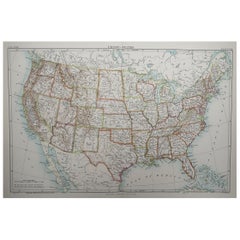 Original Antique Map of The United States of America, 1889