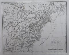 Original Antique Map of The United States of America, circa 1800