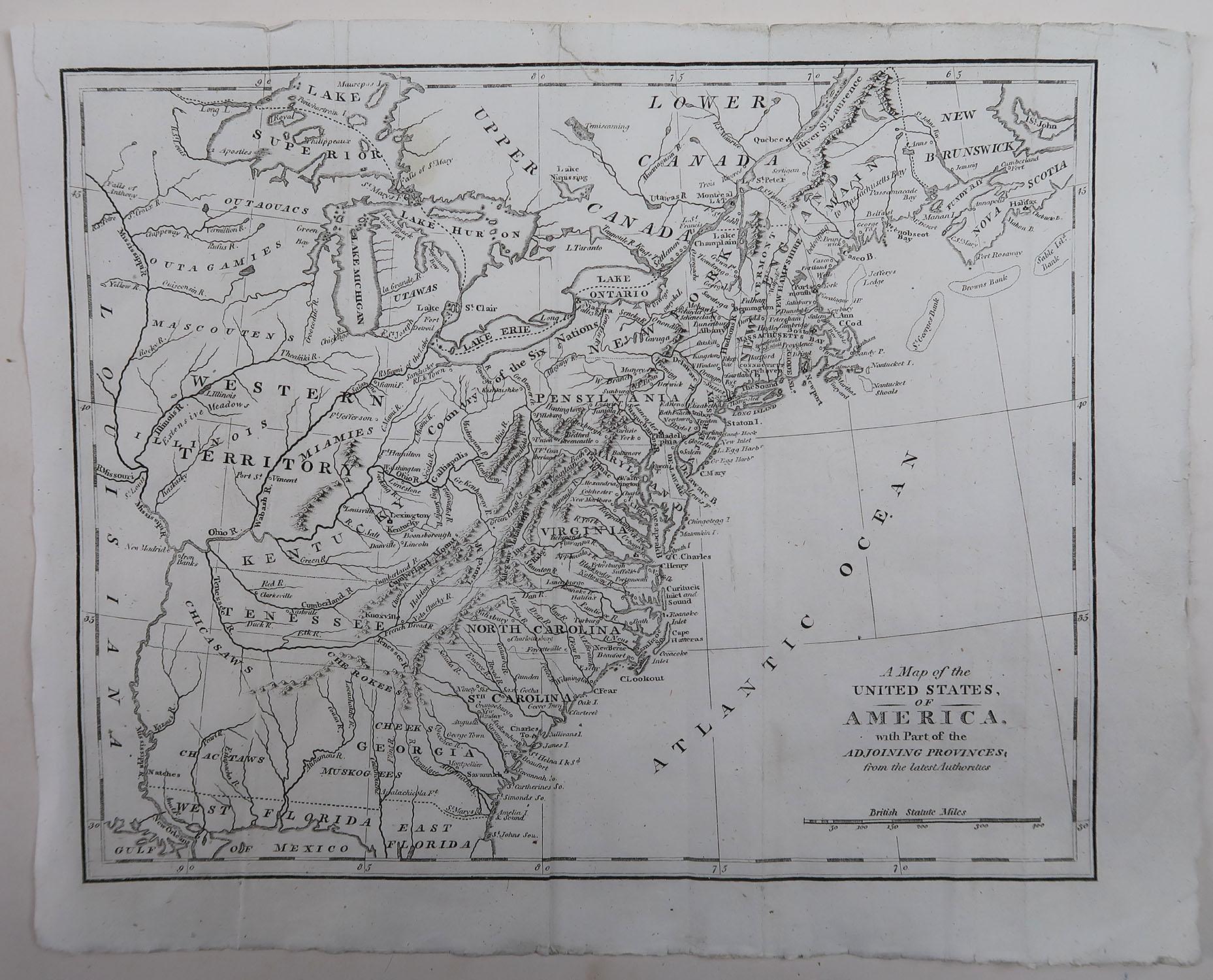 Other Original Antique Map of The United States of America, circa 1800