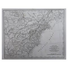 Original Antique Map of The United States of America, circa 1800 For