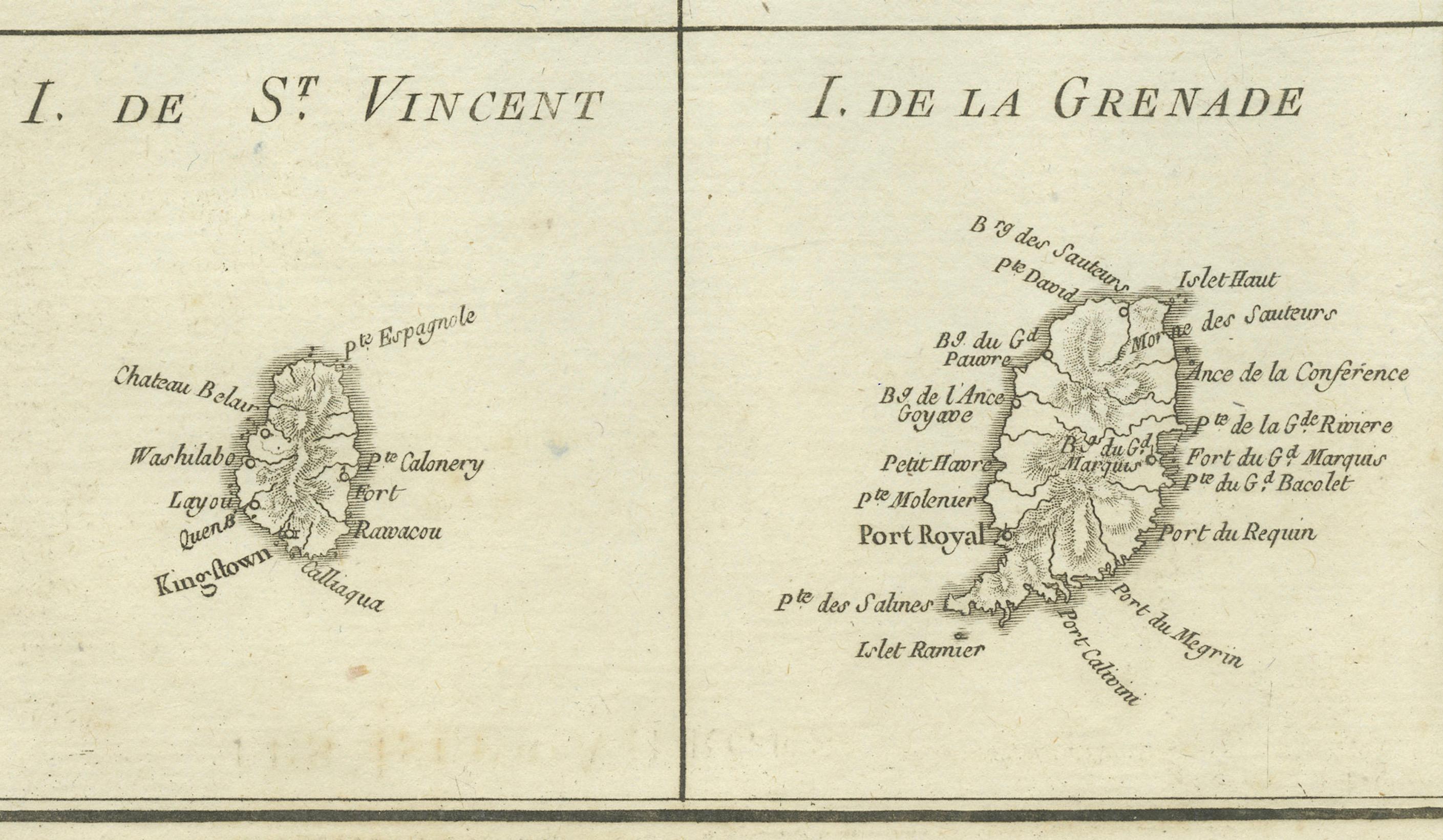 Original Antique Map of the Virgin Islands with Insets of Caribbean Isles, 1787 For Sale 1