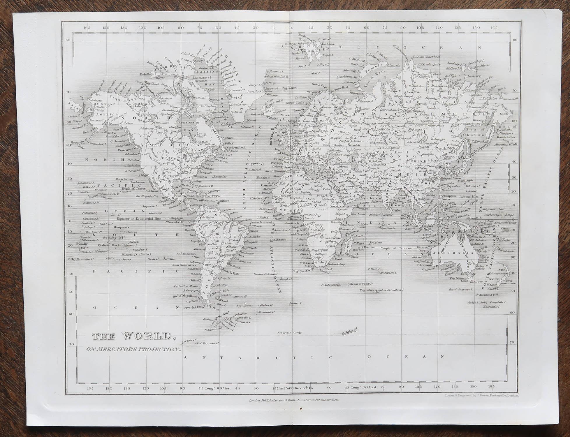 Autre Carte du monde originale et ancienne par Dower, vers 1835 en vente