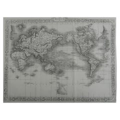 Original Antique Map of The World by John Rapkin, circa 1850