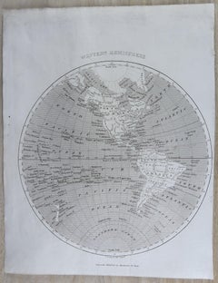 Antiguo mapa original del mundo de Thomas Clerk, 1817
