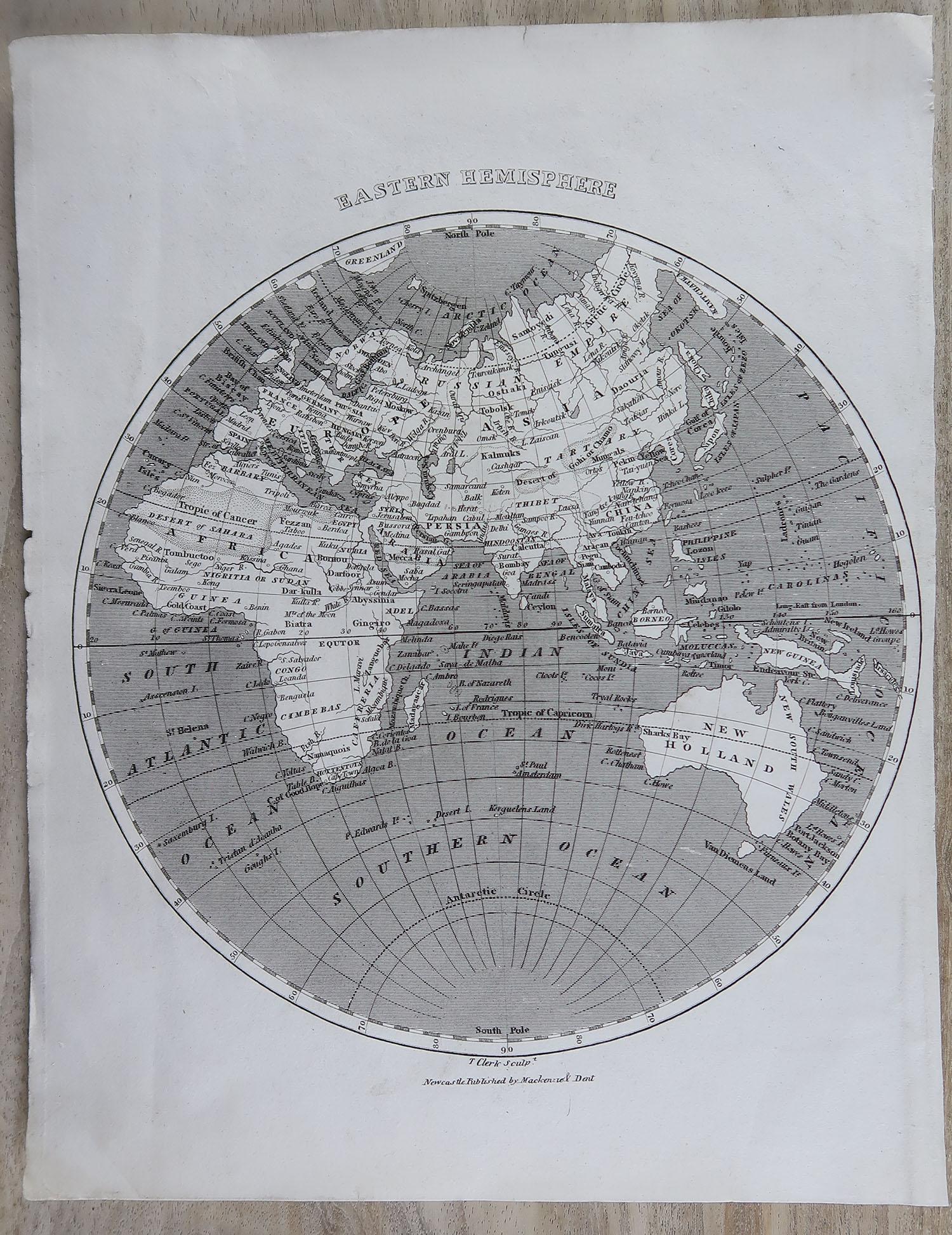 Anglais Carte originale et ancienne du monde par Thomas Clerk, 1817 en vente