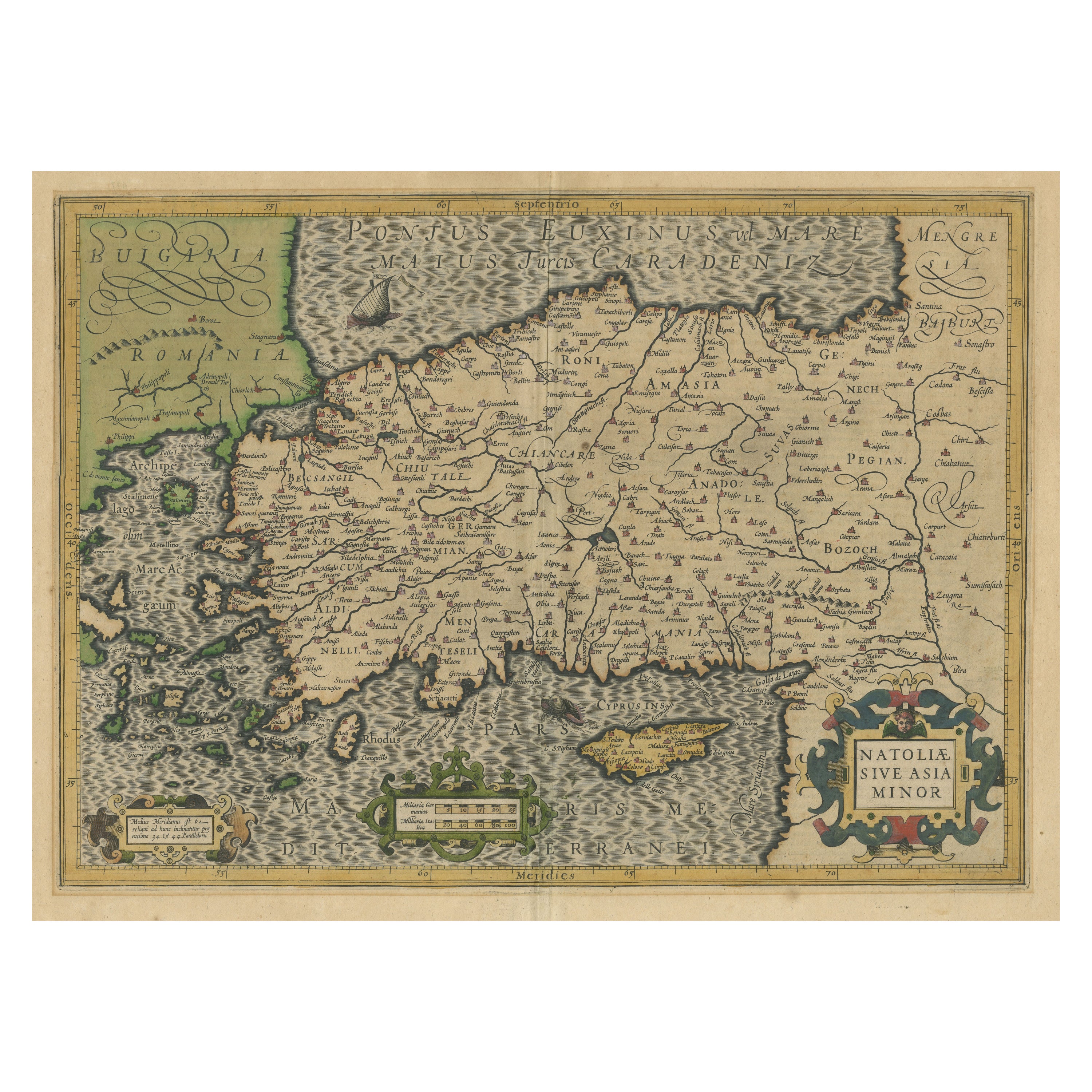 Carte ancienne originale de Turquie, d'Asie mineure et de Cyprus