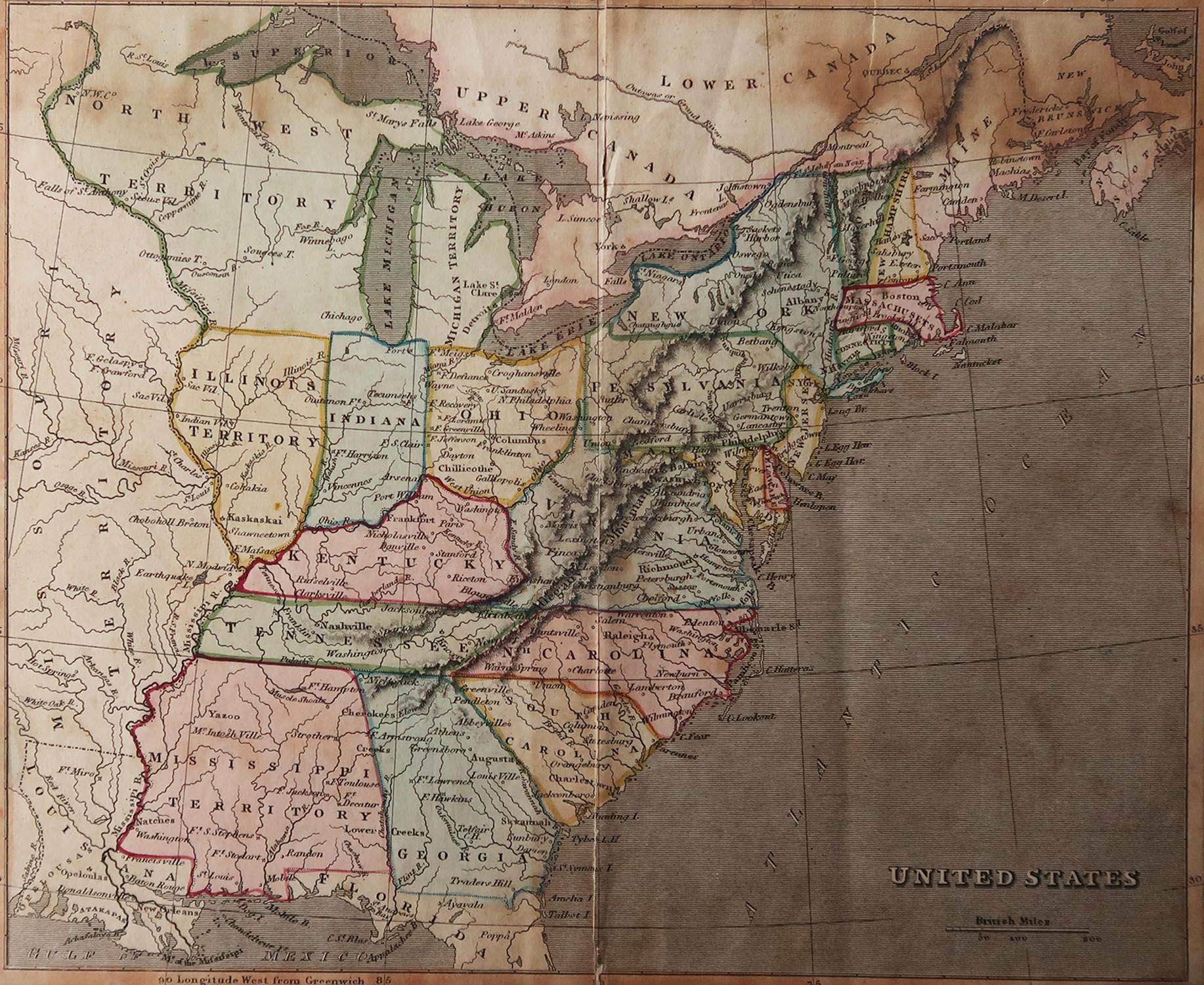 Great map of United States

Published by Sherwood, Neely & Jones. Dated 1820

Original colour 

Unframed.

Condition issues- some foxing, corner losses and slight paper loss to the bottom of the central fold and top edge



