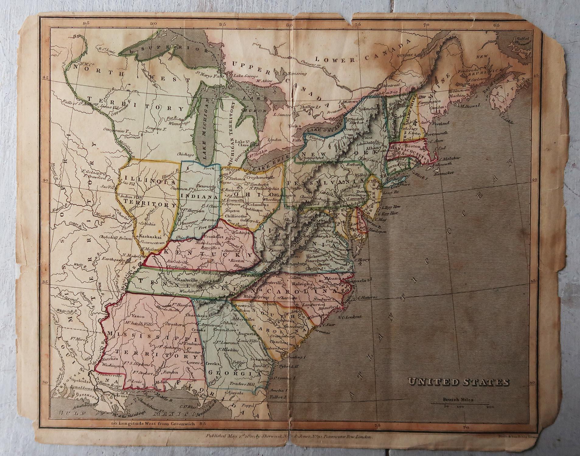 Original Antique Map of United - Us2 Master