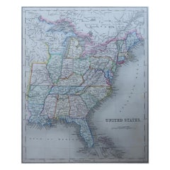 Carte ancienne originale des États-Unis, Grattan et Gilbert, 1843