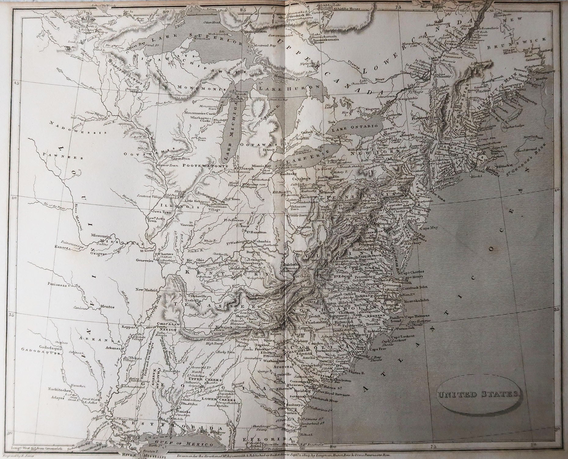 Original Antique Map of United - Usa11 Org 