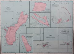 Original Antique Map of US Possessions In The Pacific Ocean, C.1900
