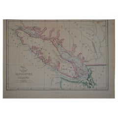 Original Antique Map of Vancouver by Edward Weller, 1861
