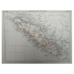 Original Antique Map of Vancouver, Canada, 1889