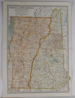 Original Antique Map of Vermont. Circa 1880