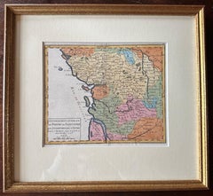 Original Antique Map of West Central France in Frame, 1748