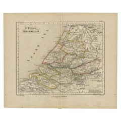 Original Antique Map of Zuid-Holland by Brugsma, 1864